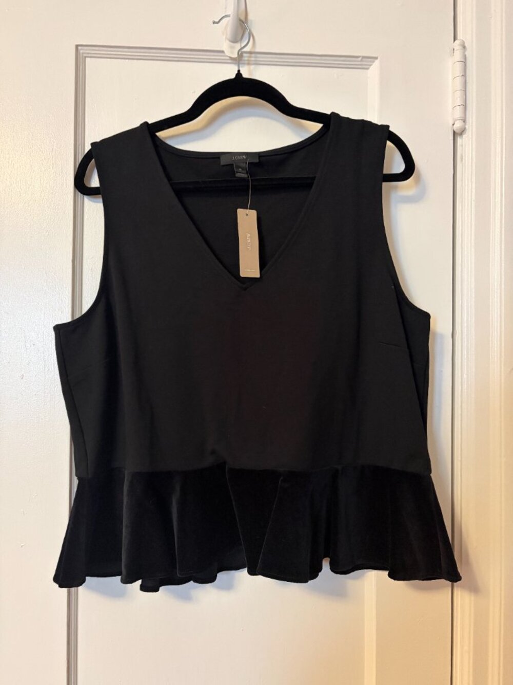 J.Crew Black Sleeveless Peplum Top XL NWT